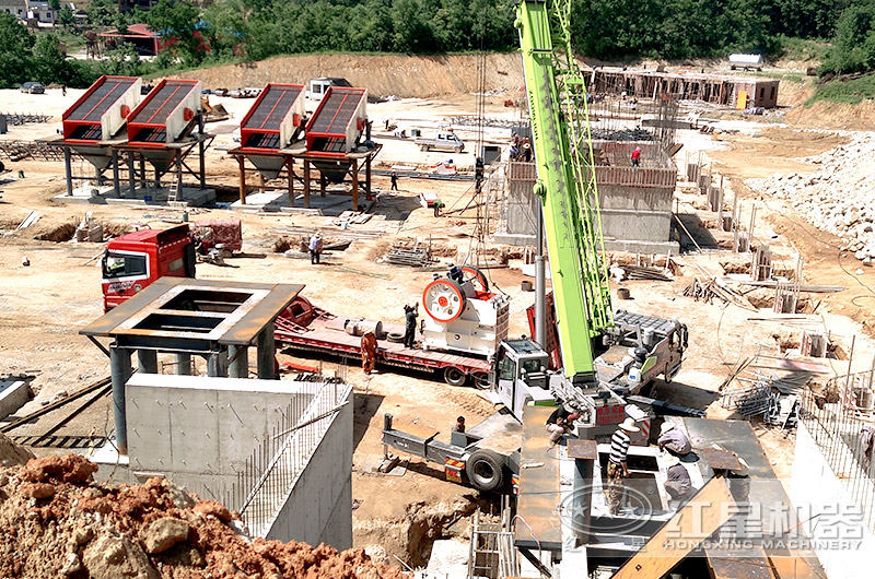 砂石生產線基礎建設現場